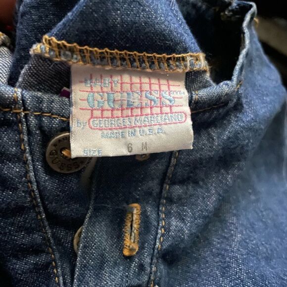 Vintage Guess Denim Dress Infant 6M Long Sleeve 80s 90s Fit & Flare - Picture 5 of 6